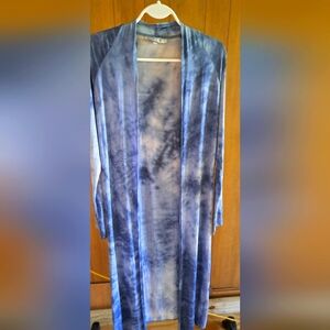 Ladies Bryn Walker Duster Long Viscose Italian Fabric Tye Dyed Blue Small
